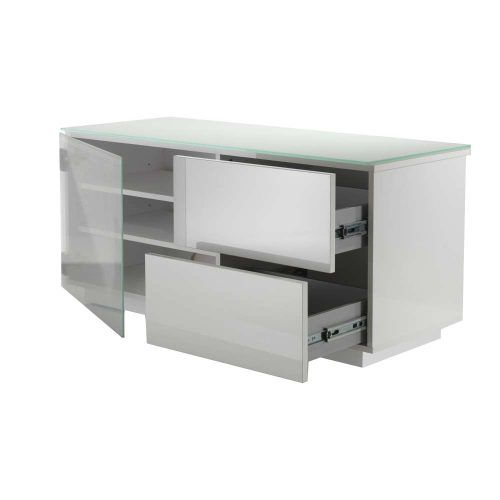 White Gloss Tv Stands With Drawers (Photo 4 of 15)