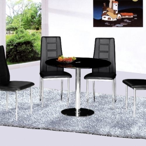Round Black Glass Dining Tables And 4 Chairs (Photo 9 of 20)