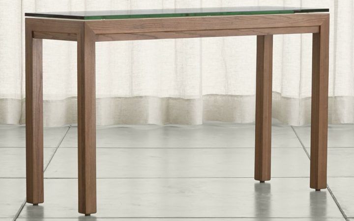 20 Collection of Parsons Clear Glass Top & Stainless Steel Base 48x16 Console Tables