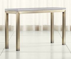 The Best Parsons Grey Solid Surface Top & Brass Base 48x16 Console Tables