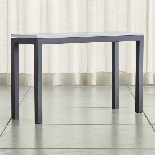 Parsons Grey Marble Top & Dark Steel Base 48X16 Console Tables (Photo 1 of 20)