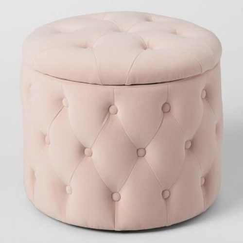 White And Blush Fabric Square Ottomans (Photo 10 of 20)