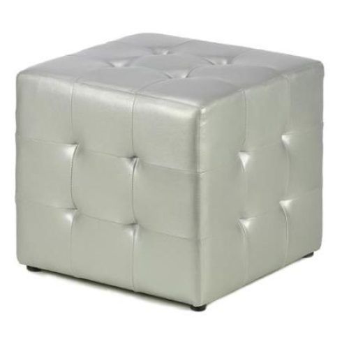 Weathered Silver Leather Hide Pouf Ottomans (Photo 10 of 20)