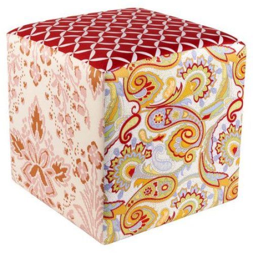 Orange Fabric Modern Cube Ottomans (Photo 13 of 20)