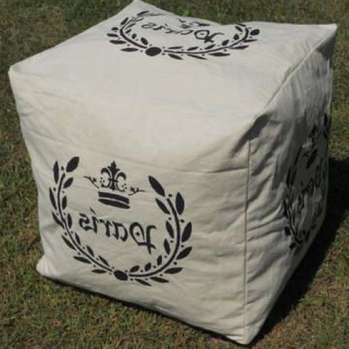 Green Canvas French Chateau Square Pouf Ottomans (Photo 6 of 20)