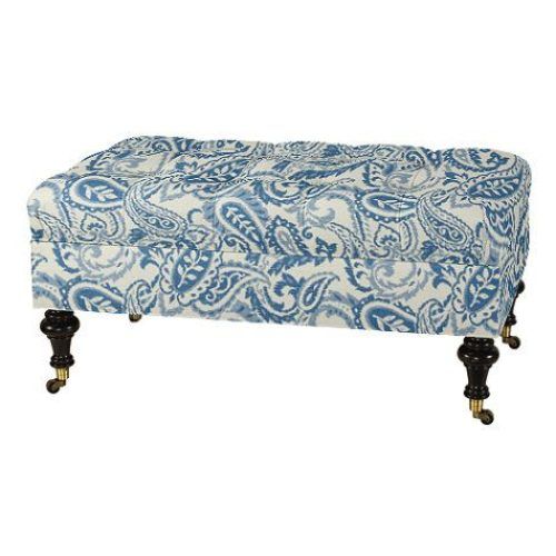 Blue Fabric Tufted Surfboard Ottomans (Photo 17 of 20)