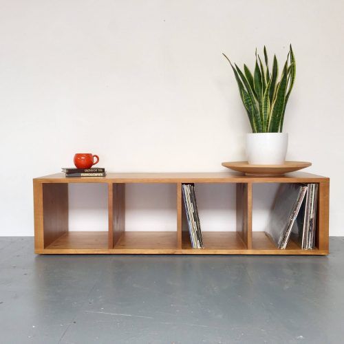 Oak & Brass Stacking Media Console Tables (Photo 13 of 20)