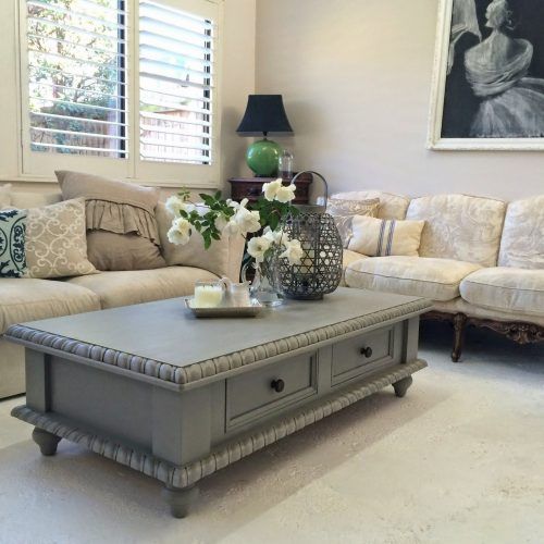 Round White Wash Brass Painted Coffee Tables (Photo 20 of 20)