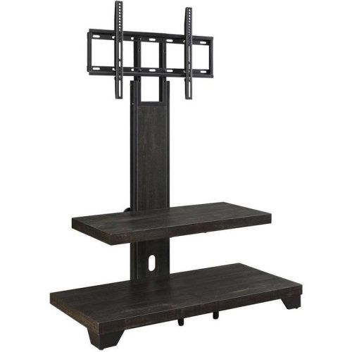 Whalen Shelf Tv Stands With Floater Mount In Weathered Dark Pine Finish (Photo 8 of 20)