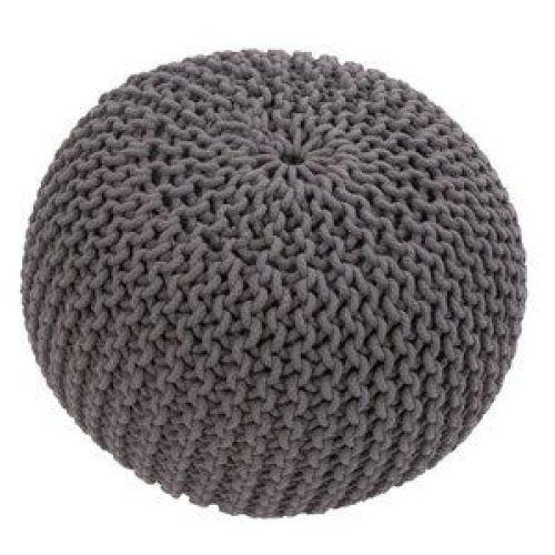 Cream Cotton Knitted Pouf Ottomans (Photo 6 of 20)