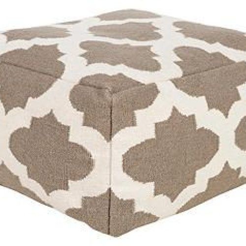 Gray And Beige Trellis Cylinder Pouf Ottomans (Photo 10 of 20)