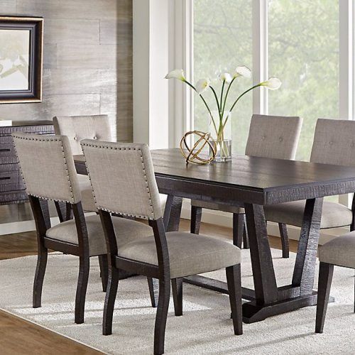 Jaxon Grey 7 Piece Rectangle Extension Dining Sets With Uph Chairs (Photo 15 of 20)