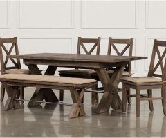 20 Collection of Jaxon Grey 6 Piece Rectangle Extension Dining Sets with Bench & Wood Chairs