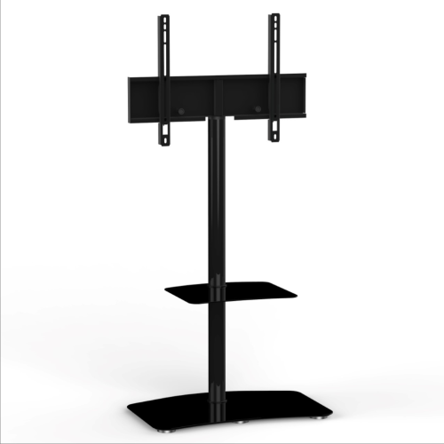 Floor Tv Stands With Swivel Mount And Tempered Glass Shelves For Storage (Photo 3 of 20)
