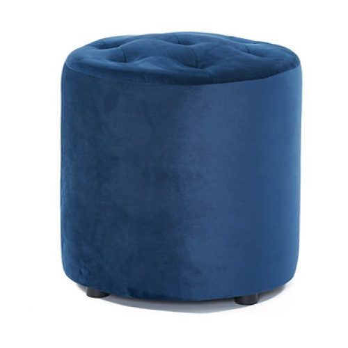 Dark Blue And Navy Cotton Pouf Ottomans (Photo 11 of 20)