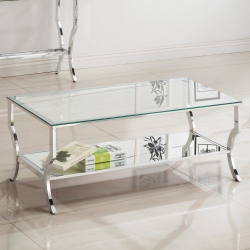 Contemporary Chrome Glass Top And Mirror Shelf Coffee Tables (Photo 1 of 20)