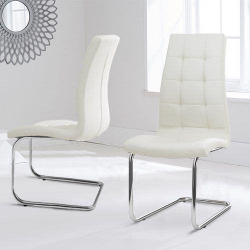 Cream Faux Leather Dining Chairs (Photo 8 of 20)