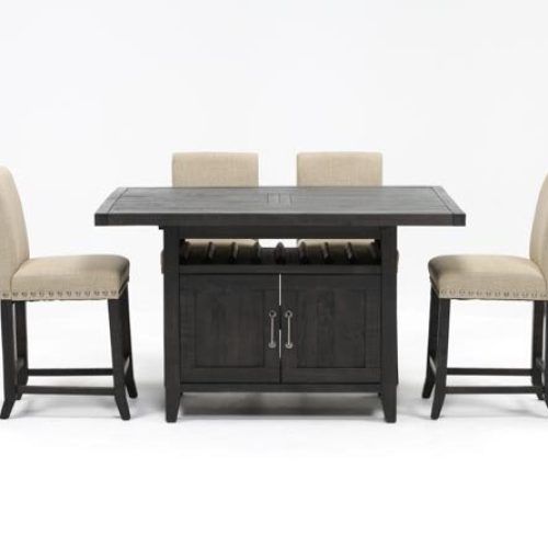 Jaxon Grey 5 Piece Extension Counter Sets With Fabric Stools (Photo 1 of 20)