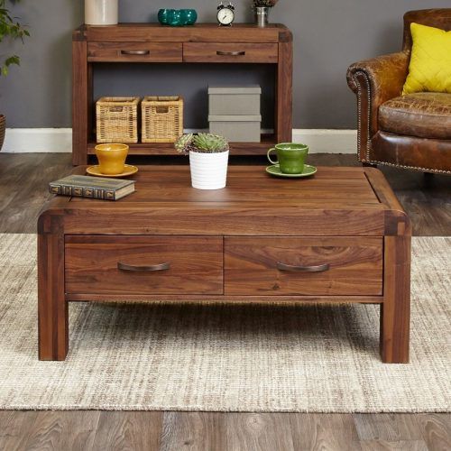 Walnut 4-Drawer Coffee Tables (Photo 6 of 20)