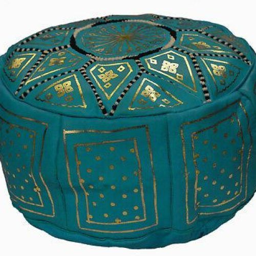 Brown Moroccan Inspired Pouf Ottomans (Photo 13 of 20)