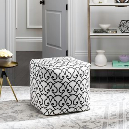 Charcoal And White Wool Pouf Ottomans (Photo 3 of 20)