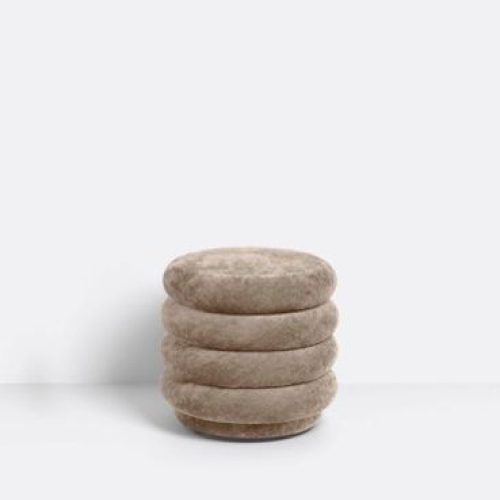 Natural Beige And White Cylinder Pouf Ottomans (Photo 16 of 20)