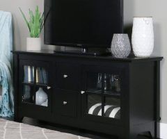 2024 Best of Modern Tv Stands in Oak Wood and Black Accents with Storage Doors