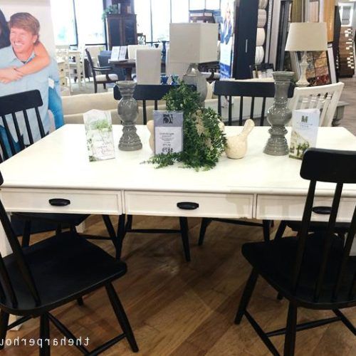 Magnolia Home Shop Floor Dining Tables With Iron Trestle (Photo 8 of 20)