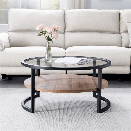 Metal Legs And Oak Top Round Coffee Tables (Photo 13 of 20)