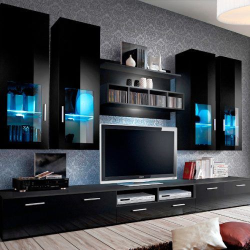 57'' Tv Stands With Led Lights Modern Entertainment Center (Photo 13 of 20)