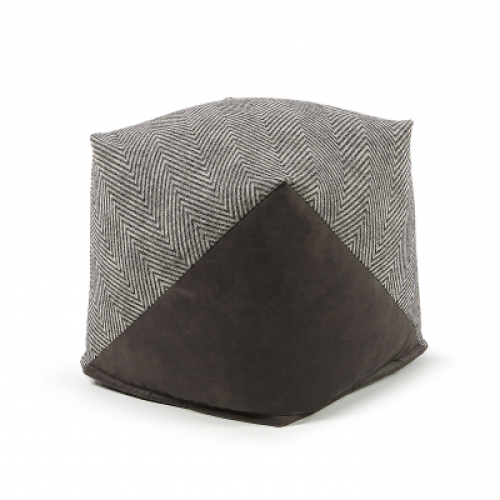 Black And Ivory Solid Cube Pouf Ottomans (Photo 3 of 20)