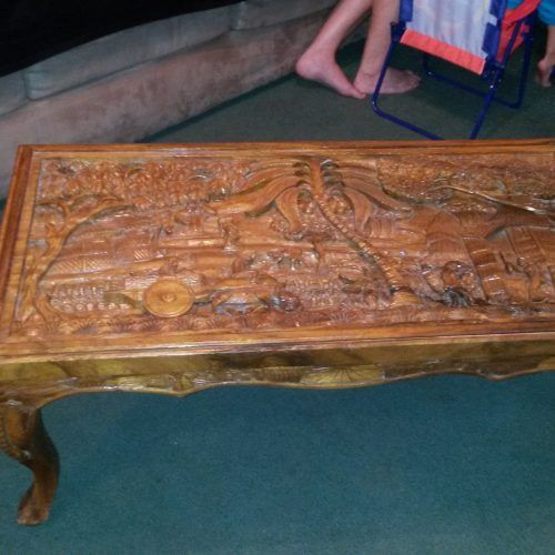 Antique Blue Wood And Gold Coffee Tables (Photo 1 of 20)