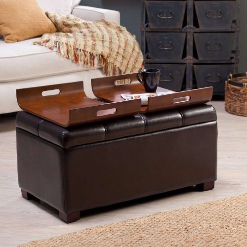 Brown Leather Ottoman Coffee Tables With Storages (Photo 4 of 20)