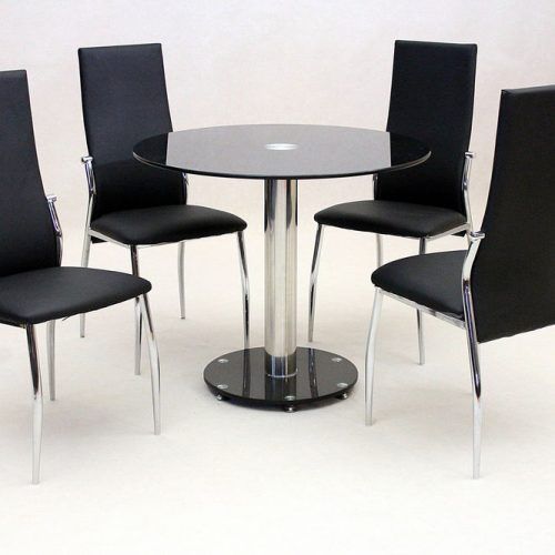 Round Black Glass Dining Tables And 4 Chairs (Photo 14 of 20)