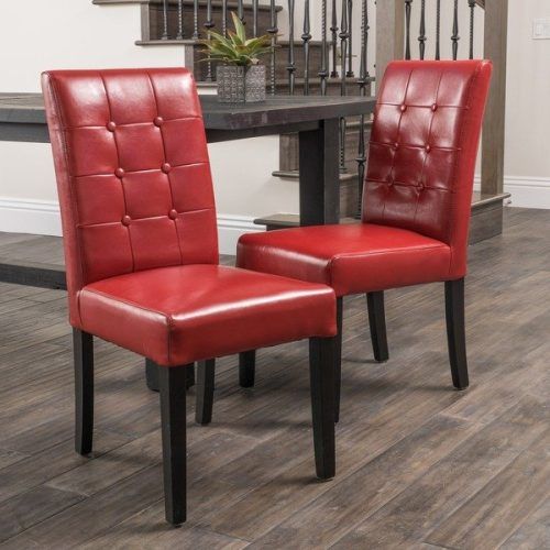Red Leather Dining Chairs (Photo 4 of 20)