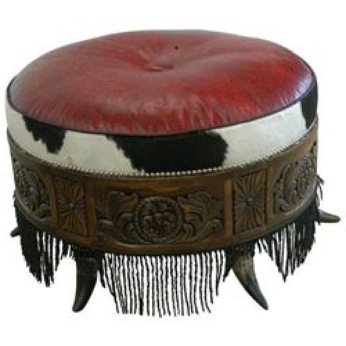 Silver And White Leather Round Ottomans (Photo 18 of 20)