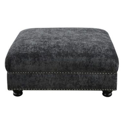 Charcoal And Light Gray Cotton Pouf Ottomans (Photo 6 of 20)