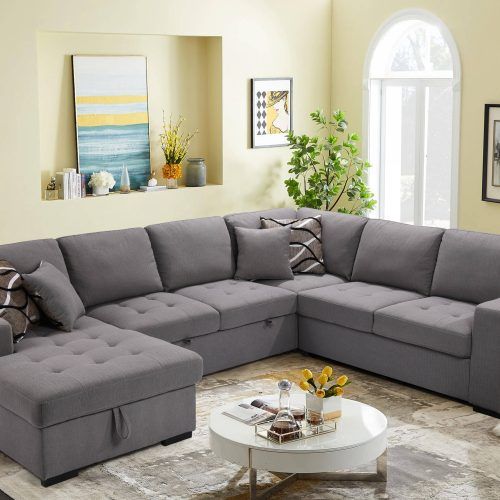 U-Shaped Sectional Sofa With Pull-Out Bed (Photo 2 of 20)