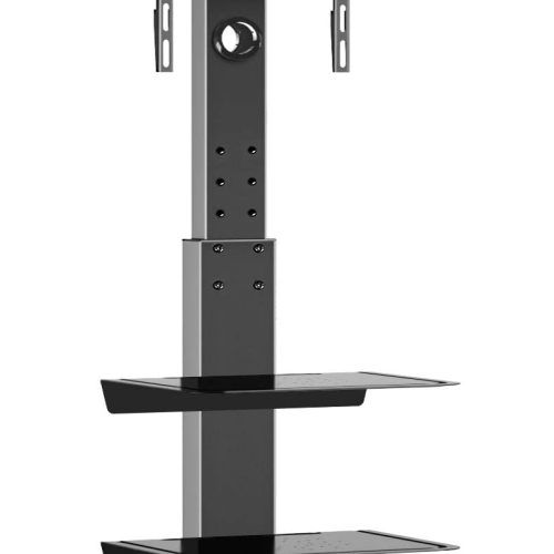 Whalen Furniture Black Tv Stands For 65" Flat Panel Tvs With Tempered Glass Shelves (Photo 3 of 20)