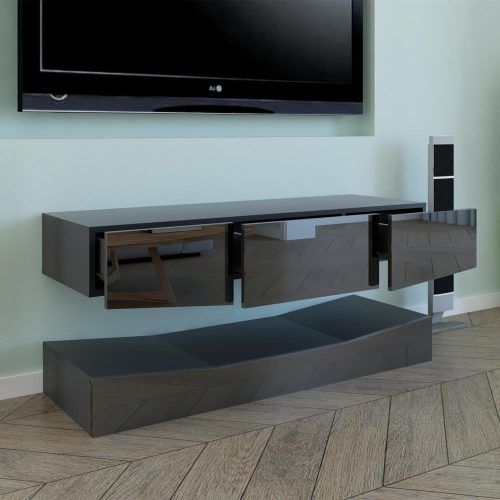 57'' Tv Stands With Led Lights Modern Entertainment Center (Photo 15 of 20)