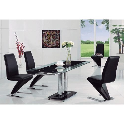 Black Glass Extending Dining Tables 6 Chairs (Photo 4 of 20)