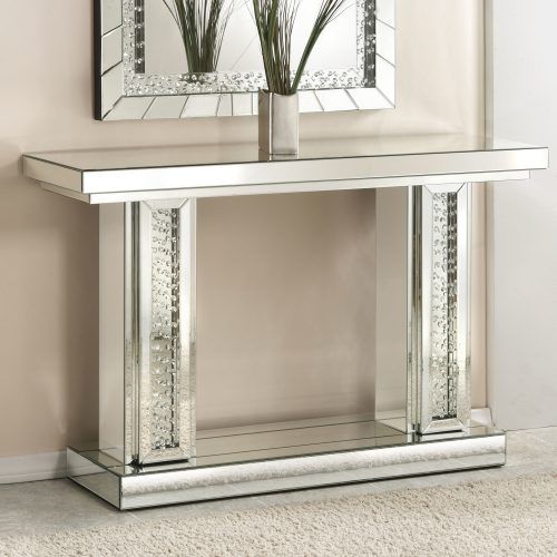 Natural Wood Mirrored Media Console Tables (Photo 2 of 20)