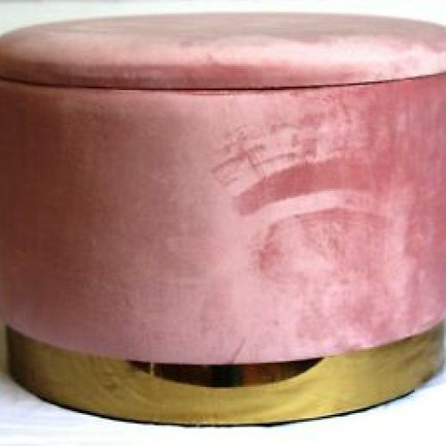 Round Gold Faux Leather Ottomans With Pull Tab (Photo 18 of 20)