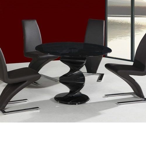 Round Black Glass Dining Tables And 4 Chairs (Photo 2 of 20)