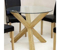 2024 Popular Round Glass Dining Tables with Oak Legs