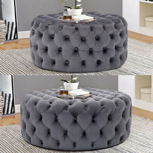 Gray Fabric Oval Ottomans (Photo 18 of 20)