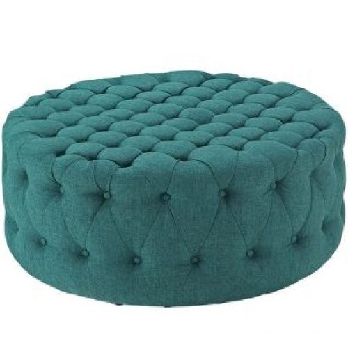 Snow Tufted Fabric Ottomans (Photo 1 of 20)