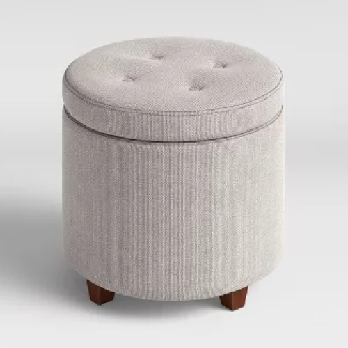 Light Gray Tufted Round Wood Ottomans With Storage (Photo 12 of 20)