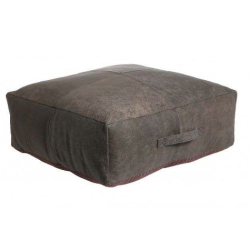 Weathered Silver Leather Hide Pouf Ottomans (Photo 15 of 20)