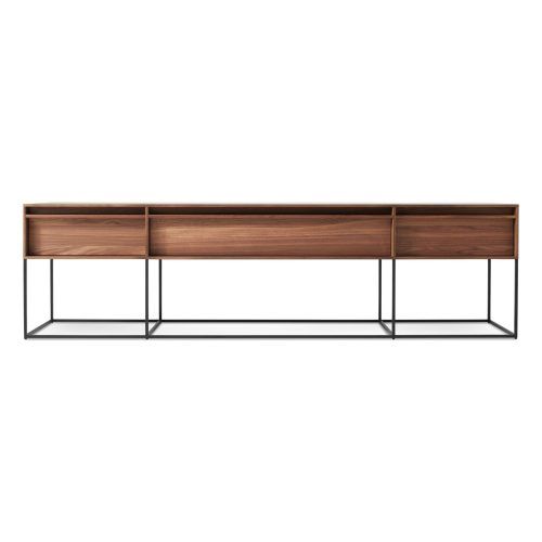Oak & Brass Stacking Media Console Tables (Photo 9 of 20)